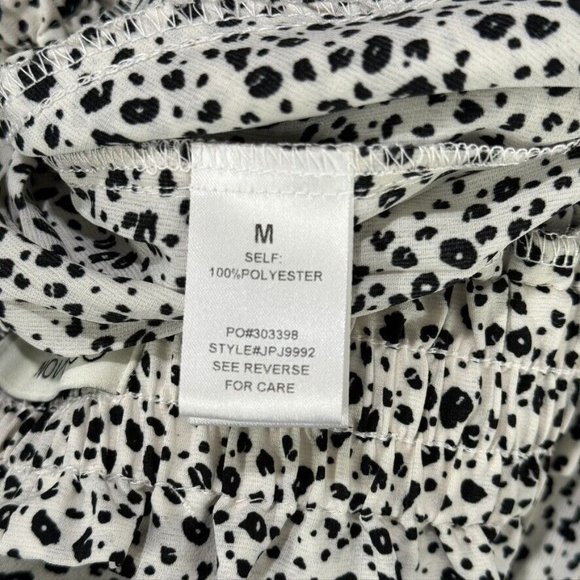 Common Assembly Micro Pleated Black White Cheetah Wide Leg Pants M Elastic Waist - Picture 8 of 8